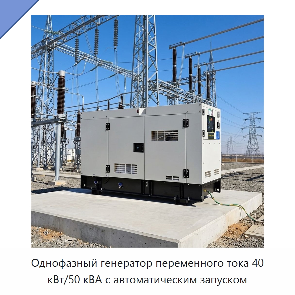 Однофазный генератор переменного тока 40 кВт/50 кВА с автоматическим запуском — Дизельные генераторы