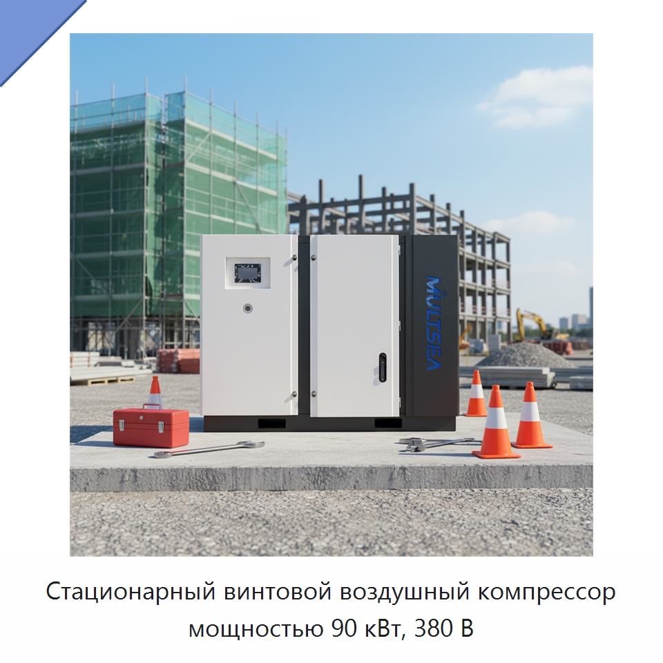 Стационарный винтовой воздушный компрессор мощностью 90 кВт, 380 В — Промышленные компрессоры