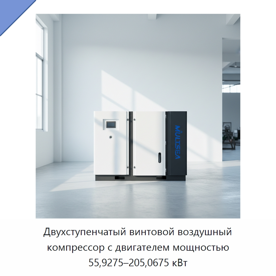 Двухступенчатый винтовой воздушный компрессор с двигателем мощностью 55,9275–205,0675 кВт — Промышленные компрессоры