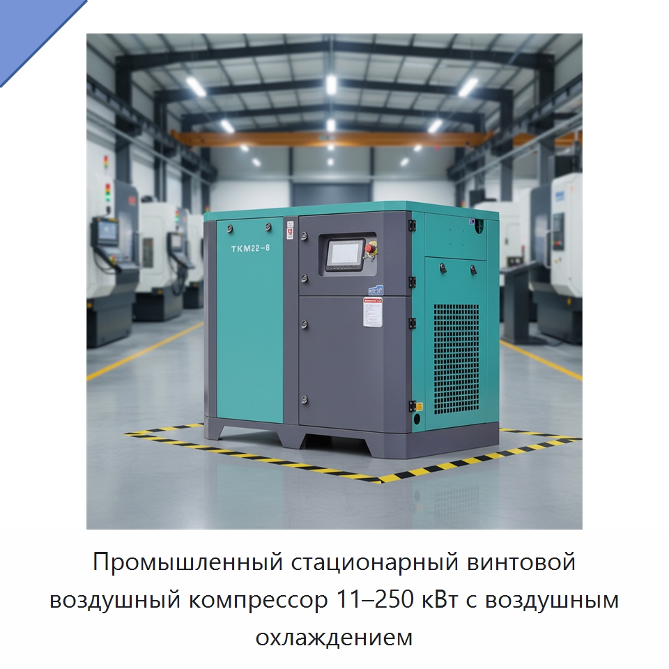 Промышленный стационарный винтовой воздушный компрессор 11–250 кВт с воздушным охлаждением — Промышленные компрессоры