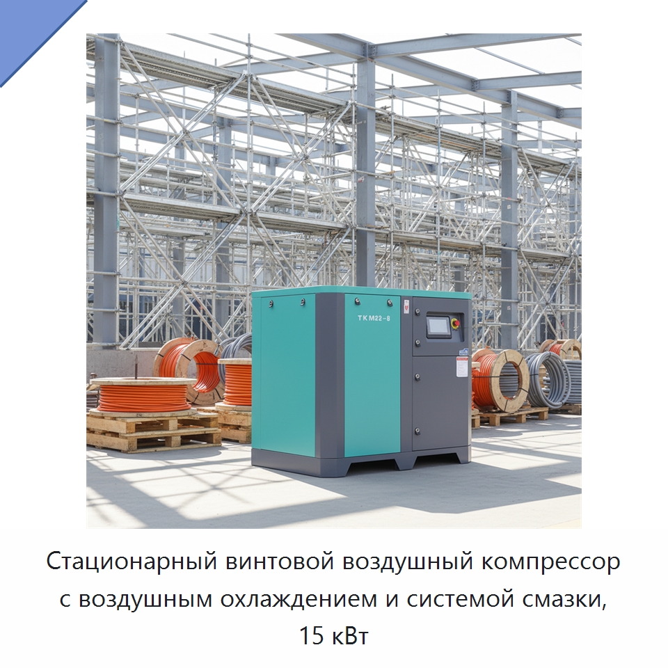 Стационарный винтовой воздушный компрессор с воздушным охлаждением и системой смазки, 15 кВт — Промышленные компрессоры