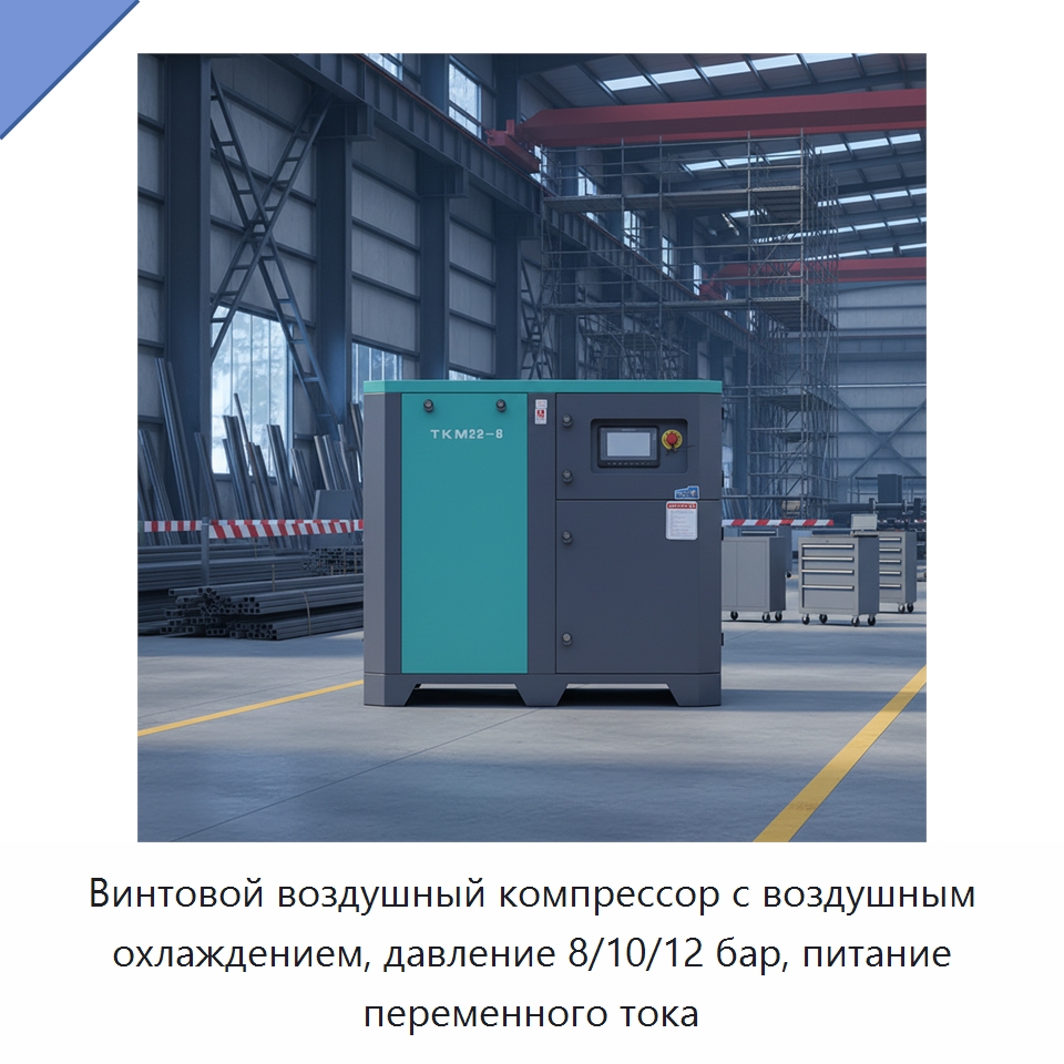Винтовой воздушный компрессор с воздушным охлаждением, давление 8/10/12 бар, питание переменного тока — Промышленные компрессоры
