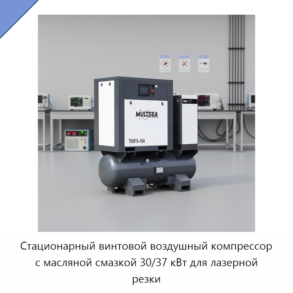 Стационарный винтовой воздушный компрессор с масляной смазкой 30/37 кВт для лазерной резки — Промышленные компрессоры