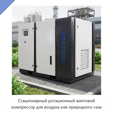 Стационарный ротационный винтовой компрессор для воздуха или природного газа