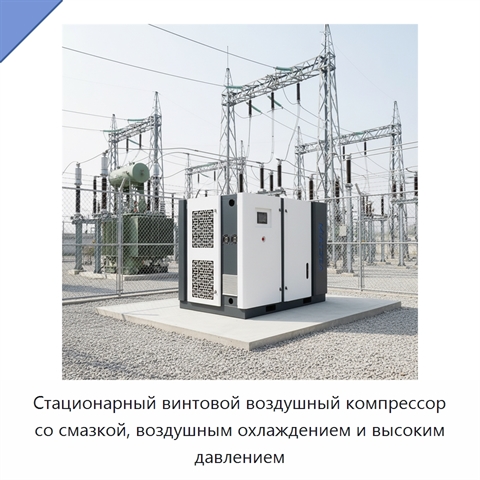 Стационарный винтовой воздушный компрессор со смазкой, воздушным охлаждением и высоким давлением