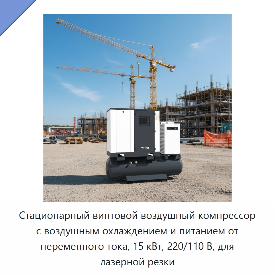 Стационарный винтовой воздушный компрессор с воздушным охлаждением и питанием от переменного тока, 15 кВт, 220/110 В, для лазерной резки — Промышленные компрессоры