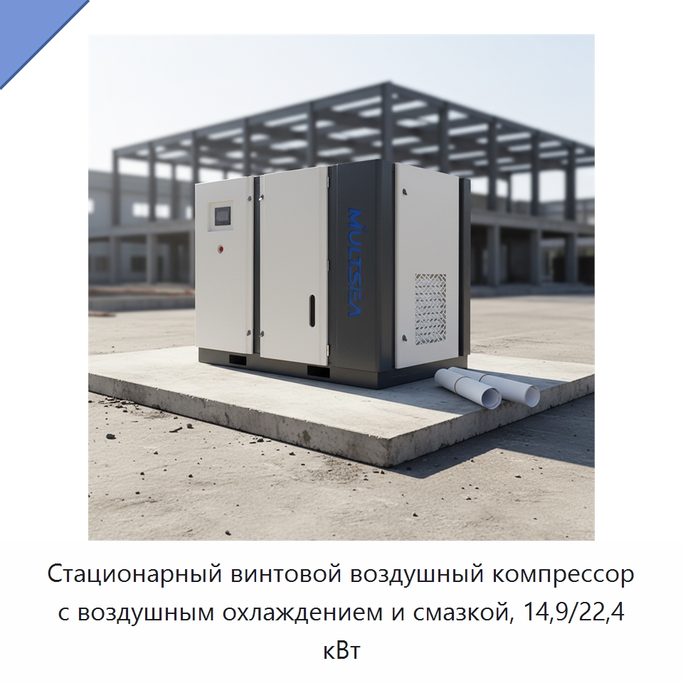 Стационарный винтовой воздушный компрессор с воздушным охлаждением и смазкой, 14,9/22,4 кВт — Промышленные компрессоры