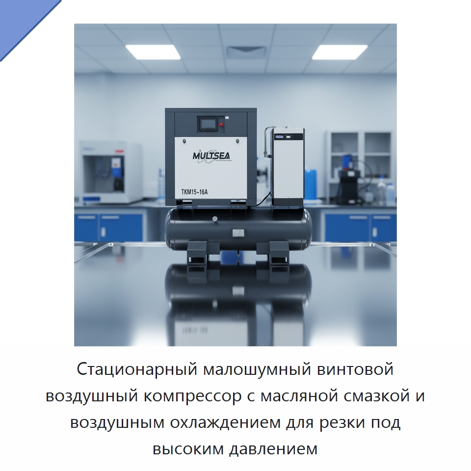 Стационарный малошумный винтовой воздушный компрессор с масляной смазкой и воздушным охлаждением для резки под высоким давлением — Промышленные компрессоры