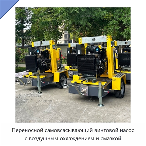 Переносной самовсасывающий винтовой насос с воздушным охлаждением и смазкой