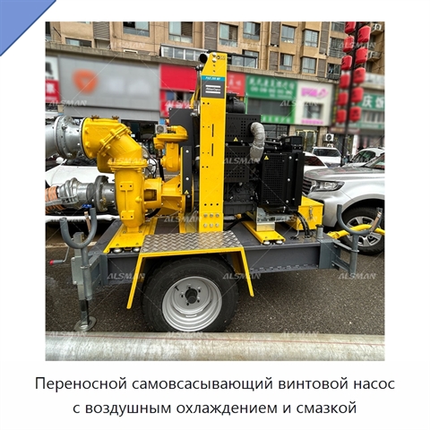 Переносной самовсасывающий винтовой насос с воздушным охлаждением и смазкой