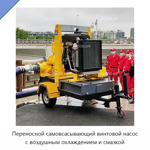Переносной самовсасывающий винтовой насос с воздушным охлаждением и смазкой