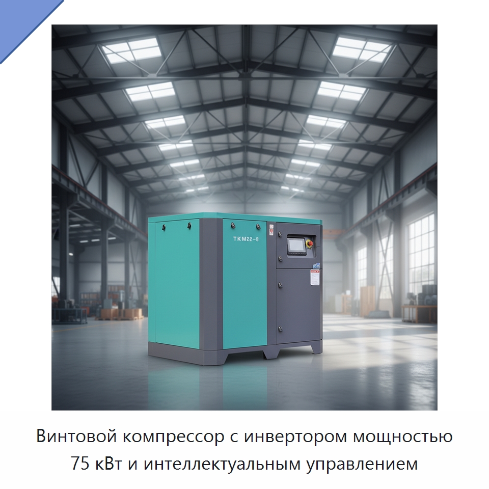 Винтовой компрессор с инвертором мощностью 75 кВт и интеллектуальным управлением — Промышленные компрессоры