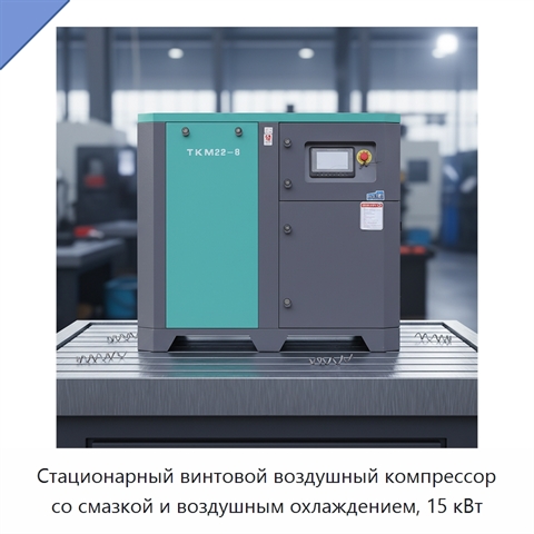 Стационарный винтовой воздушный компрессор со смазкой и воздушным охлаждением, 15 кВт