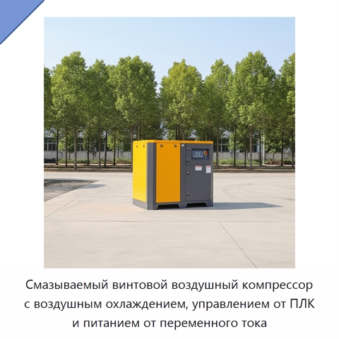 Смазываемый винтовой воздушный компрессор с воздушным охлаждением, управлением от ПЛК и питанием от переменного тока
