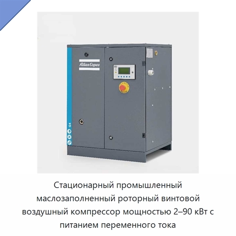 Стационарный промышленный маслозаполненный роторный винтовой воздушный компрессор мощностью 2–90 кВт с питанием переменного тока