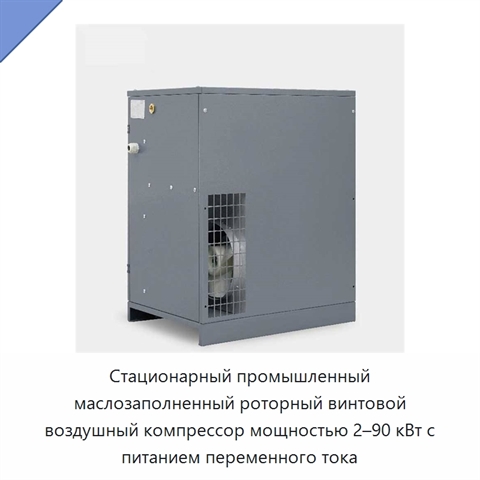 Стационарный промышленный маслозаполненный роторный винтовой воздушный компрессор мощностью 2–90 кВт с питанием переменного тока