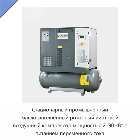 Стационарный промышленный маслозаполненный роторный винтовой воздушный компрессор мощностью 2–90 кВт с питанием переменного тока