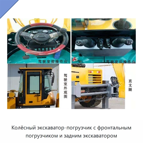 Колёсный экскаватор-погрузчик с фронтальным погрузчиком и задним экскаватором