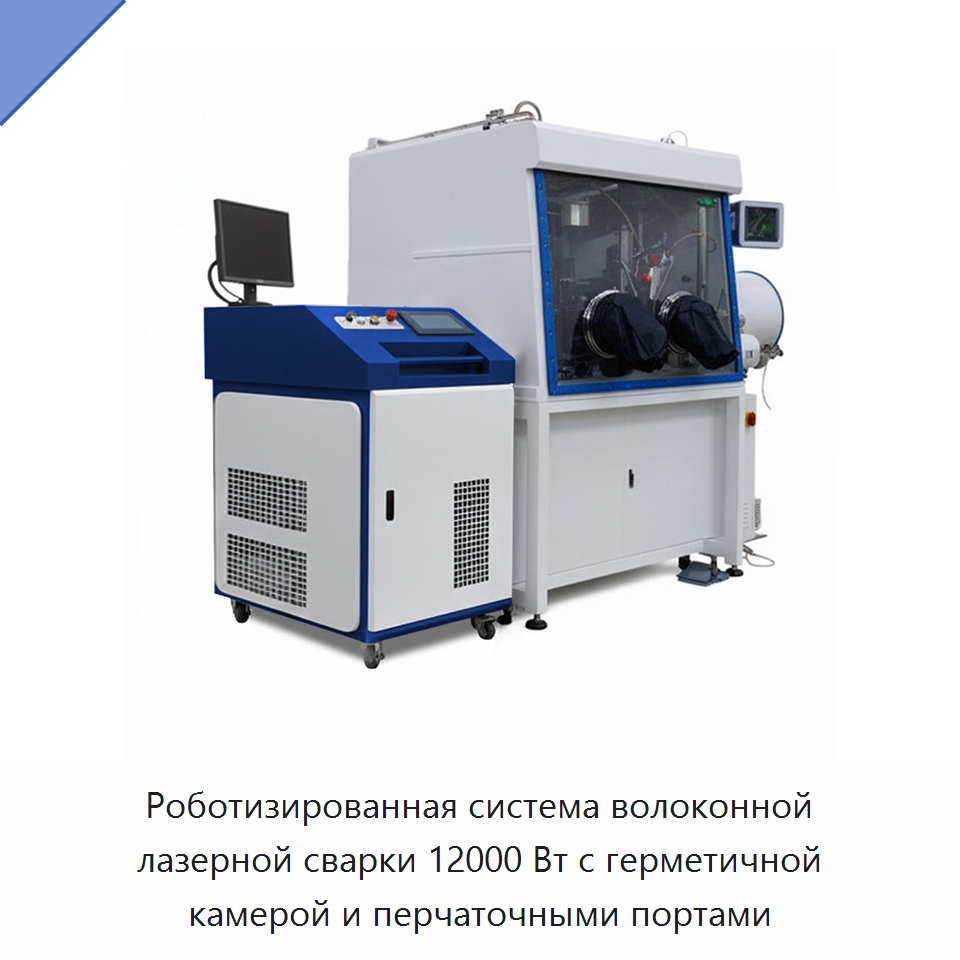 Роботизированная система волоконной лазерной сварки 12000 Вт с герметичной камерой и перчаточными портами — Установки лазерной сварки
