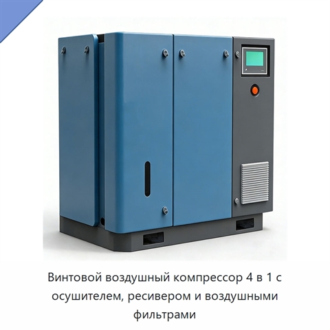Винтовой воздушный компрессор 4 в 1 с осушителем, ресивером и воздушными фильтрами