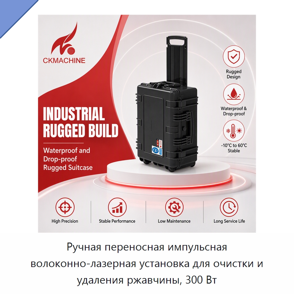 Ручная переносная импульсная волоконно-лазерная установка для очистки и удаления ржавчины, 300 Вт