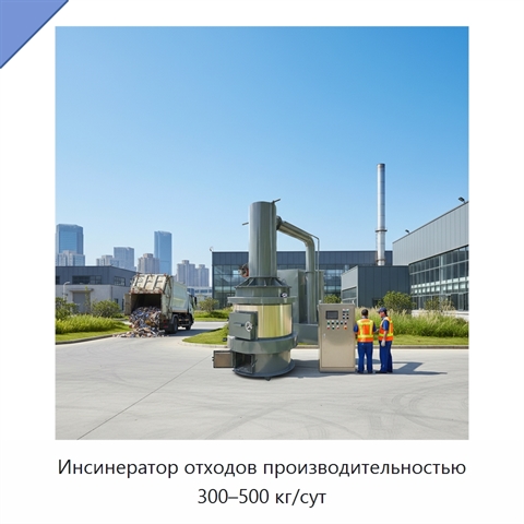 Инсинератор отходов производительностью 300–500 кг/сут