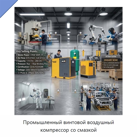Промышленный винтовой воздушный компрессор со смазкой
