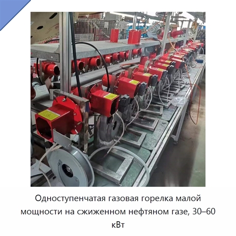 Одноступенчатая газовая горелка малой мощности на сжиженном нефтяном газе, 30–60 кВт