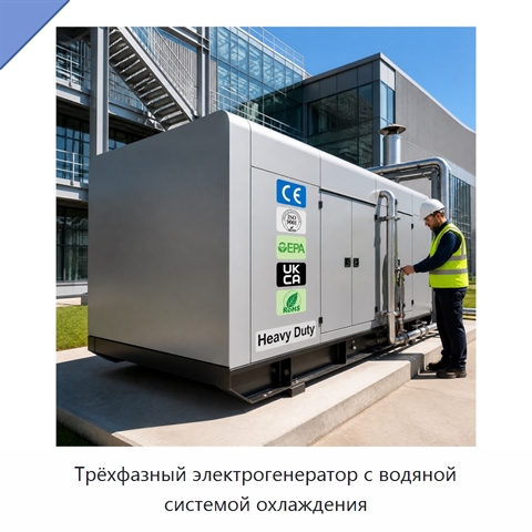 Трёхфазный электрогенератор с водяной системой охлаждения