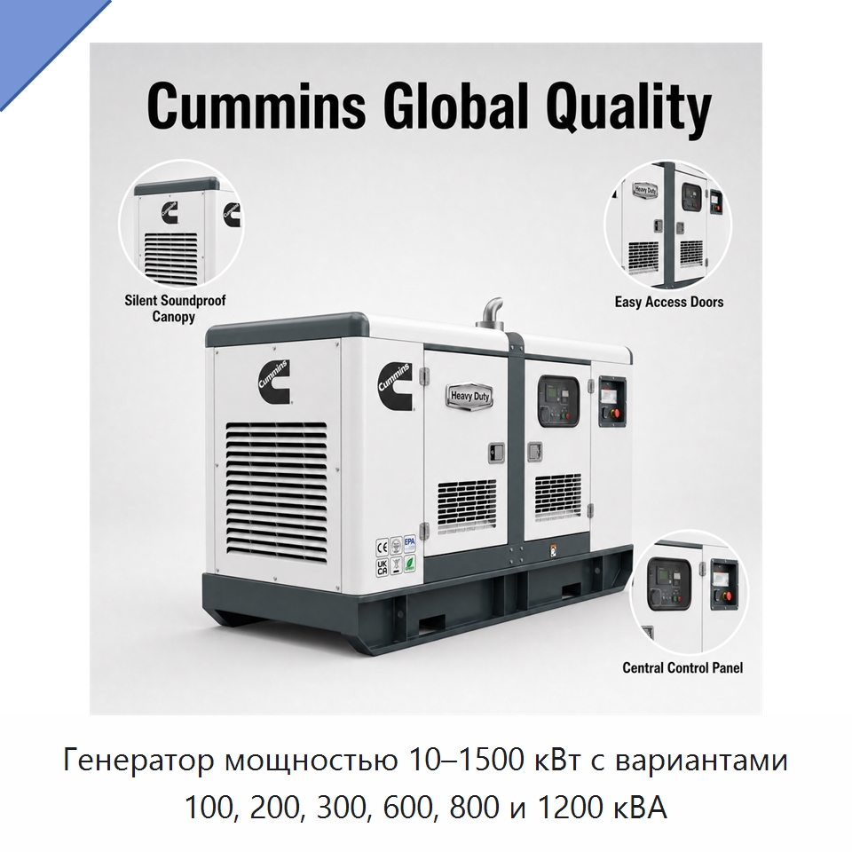 Генератор мощностью 10–1500 кВт с вариантами 100, 200, 300, 600, 800 и 1200 кВА — Дизельные генераторы