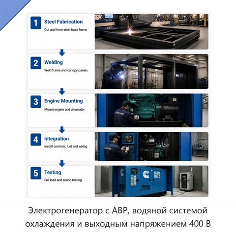 Электрогенератор с АВР, водяной системой охлаждения и выходным напряжением 400 В