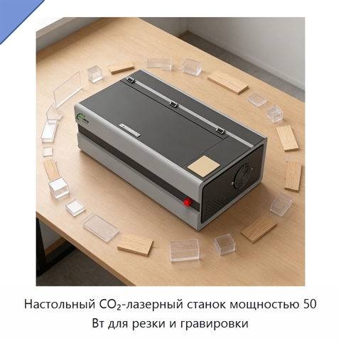 Настольный CO₂-лазерный станок мощностью 50 Вт для резки и гравировки