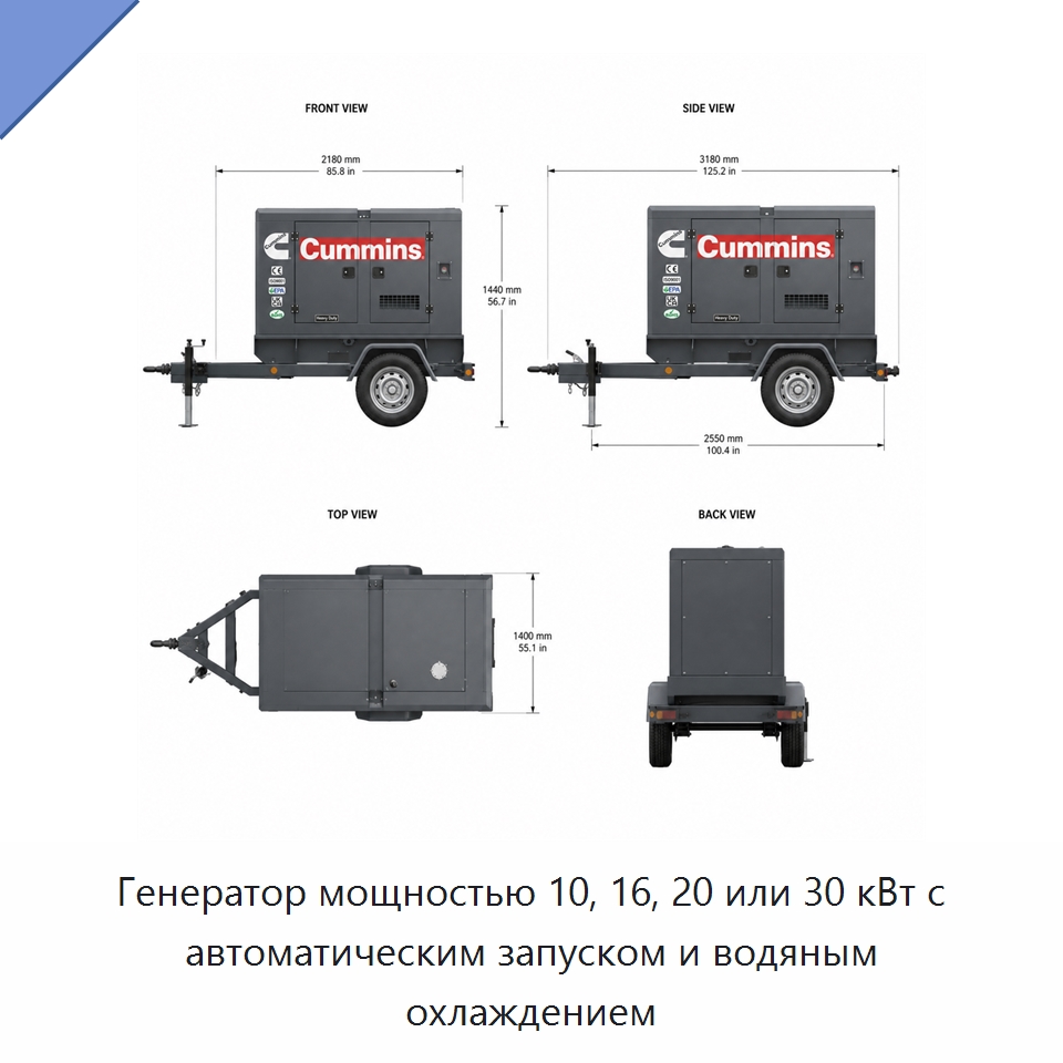 Генератор мощностью 10, 16, 20 или 30 кВт с автоматическим запуском и водяным охлаждением — Генерация электроэнергии