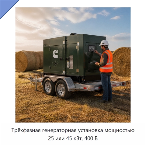 Трёхфазная генераторная установка мощностью 25 или 45 кВт, 400 В