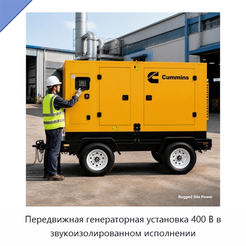 Передвижная генераторная установка 400 В в звукоизолированном исполнении