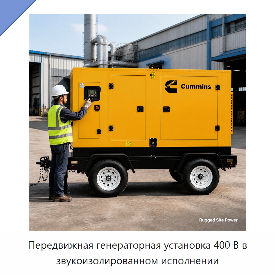 Передвижная генераторная установка 400 В в звукоизолированном исполнении — Генерация электроэнергии