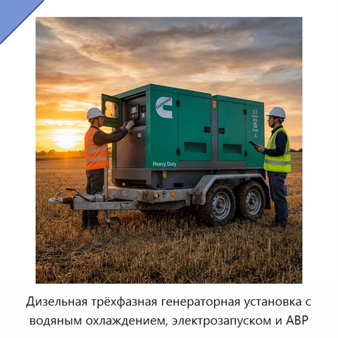 Дизельная трёхфазная генераторная установка с водяным охлаждением, электрозапуском и АВР