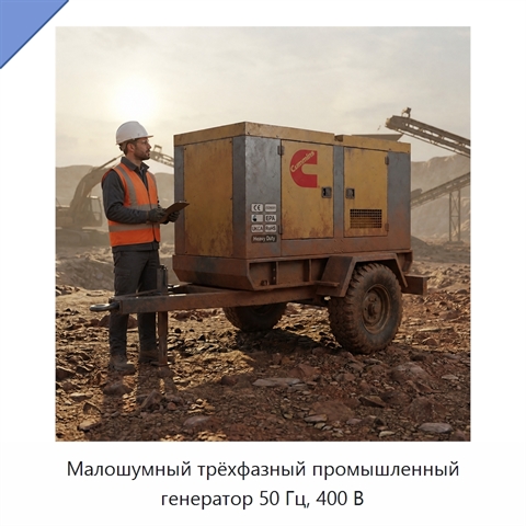 Малошумный трёхфазный промышленный генератор 50 Гц, 400 В