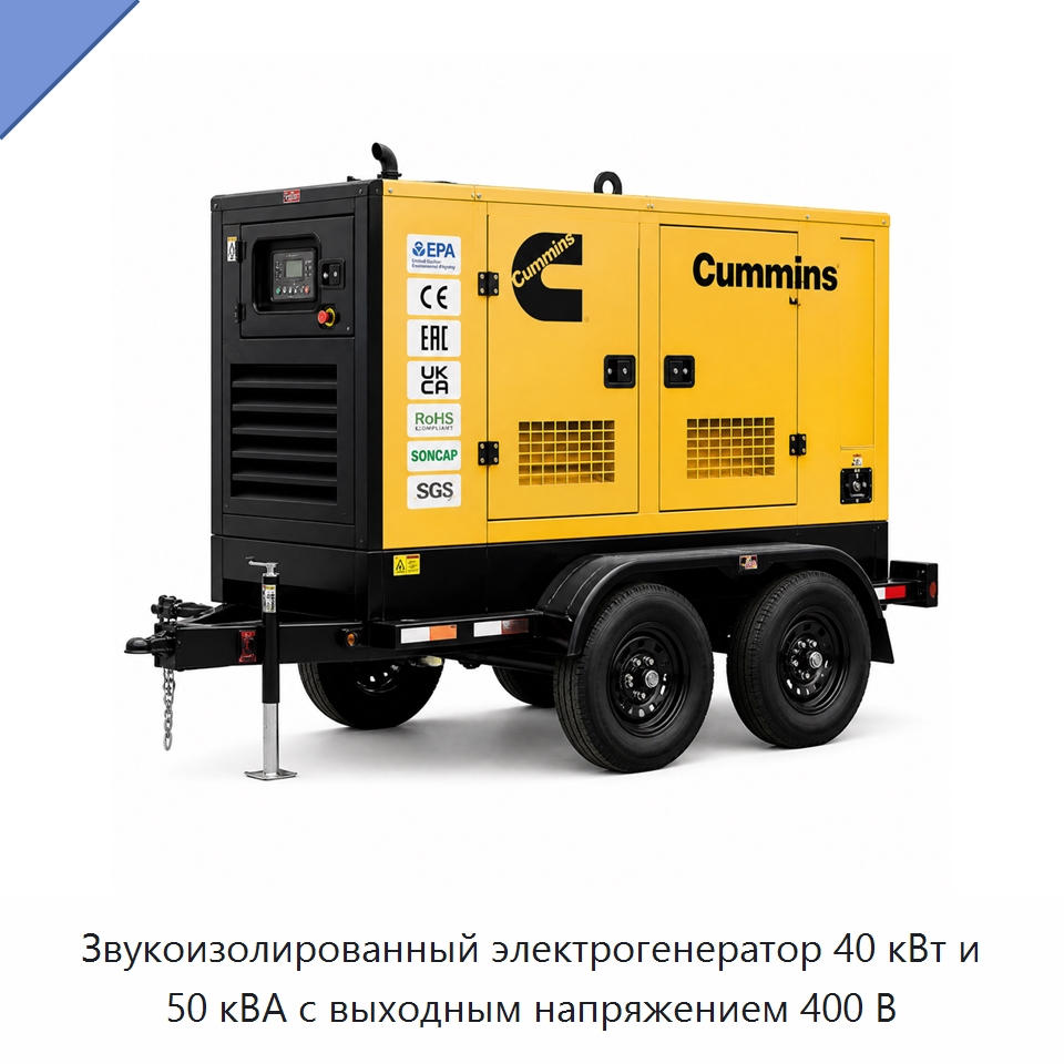 Звукоизолированный электрогенератор 40 кВт и 50 кВА с выходным напряжением 400 В — Генерация электроэнергии