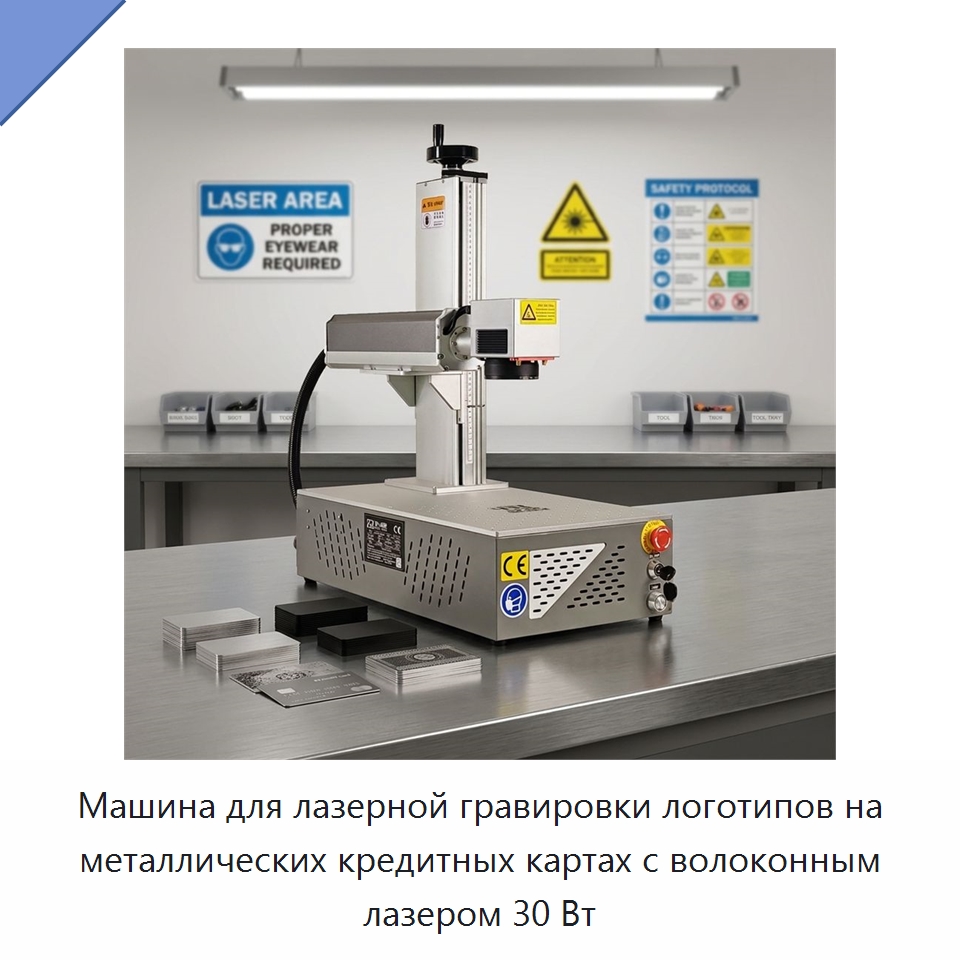 Машина для лазерной гравировки логотипов на металлических кредитных картах с волоконным лазером 30 Вт — Лазерные маркировочные станки
