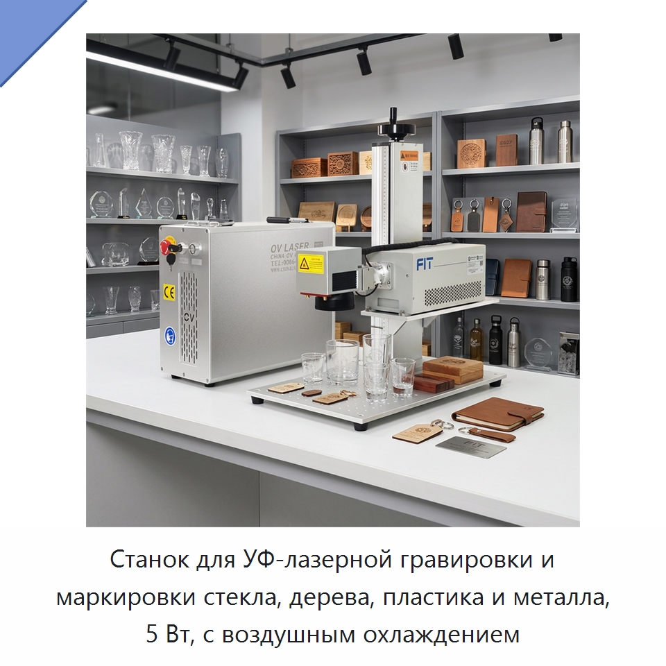 Станок для УФ-лазерной гравировки и маркировки стекла, дерева, пластика и металла, 5 Вт, с воздушным охлаждением — Лазерные маркировочные станки