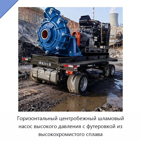 Горизонтальный центробежный шламовый насос высокого давления с футеровкой из высокохромистого сплава
