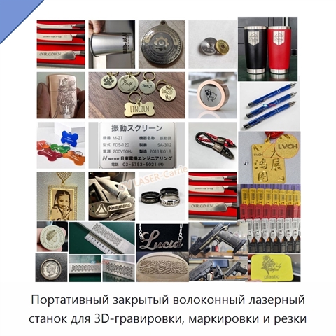Портативный закрытый волоконный лазерный станок для 3D-гравировки, маркировки и резки