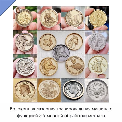 Волоконная лазерная гравировальная машина с функцией 2,5-мерной обработки металла