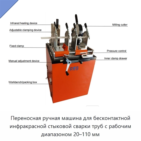 Переносная ручная машина для бесконтактной инфракрасной стыковой сварки труб с рабочим диапазоном 20–110 мм