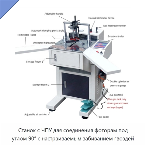 Станок с ЧПУ для соединения фоторам под углом 90° с настраиваемым забиванием гвоздей