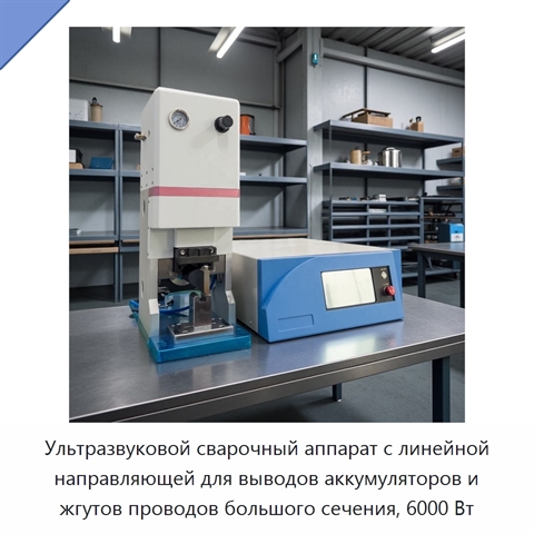 Ультразвуковой сварочный аппарат с линейной направляющей для выводов аккумуляторов и жгутов проводов большого сечения, 6000 Вт