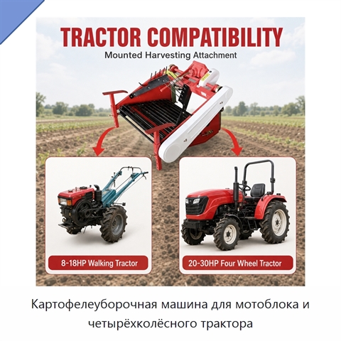 Картофелеуборочная машина для мотоблока и четырёхколёсного трактора