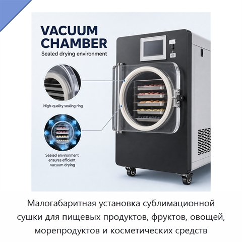 Малогабаритная установка сублимационной сушки для пищевых продуктов, фруктов, овощей, морепродуктов и косметических средств