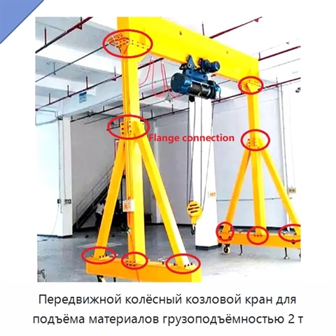 Передвижной колёсный козловой кран для подъёма материалов грузоподъёмностью 2 т